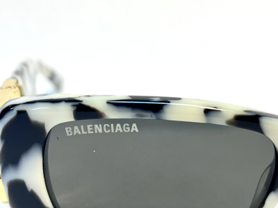 Pre-owned Balenciaga Dynasty 0096 Black White Zebra 005 Bb Logo Narrow Sunglasses Bb0096 In Gray