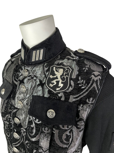 Pre-owned Shrine Goth Royal Marine Silver Vest Jacket Military Uniform Band Steampunk In Silver And Black