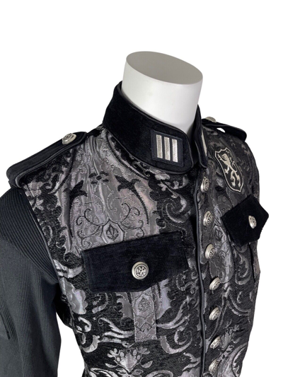 Pre-owned Shrine Goth Royal Marine Silver Vest Jacket Military Uniform Band Steampunk In Silver And Black