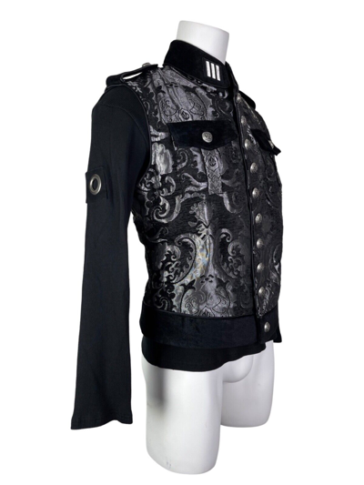 Pre-owned Shrine Goth Royal Marine Silver Vest Jacket Military Uniform Band Steampunk In Silver And Black