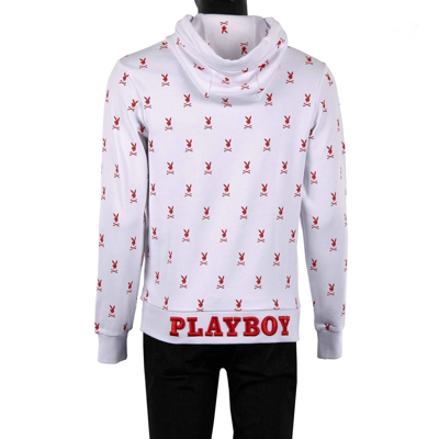 Pre-owned Philipp Plein X Playboy Crystals Bunny Logo Print Hoodie Sweater White Red 08370