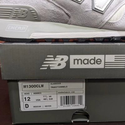 Pre-owned New Balance Balance 1300 Men's 12 Made In Usa Cloud White Grey Running Shoes M1300clw