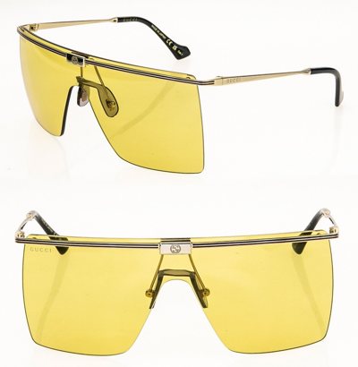 Pre-owned Gucci Authentic Unisex Oversized Mask 1096 Gold Yellow Sunglass Gg1096s 003