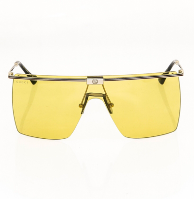 Pre-owned Gucci Authentic Unisex Oversized Mask 1096 Gold Yellow Sunglass Gg1096s 003