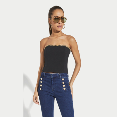 Pre-owned Love Generation  Sizes S, M, L Women's Hazel Crepe Chain Bustier Top - Black