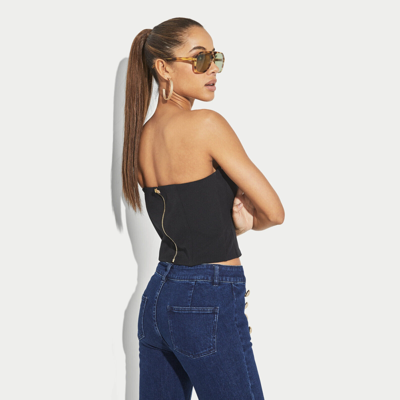 Pre-owned Love Generation  Sizes S, M, L Women's Hazel Crepe Chain Bustier Top - Black