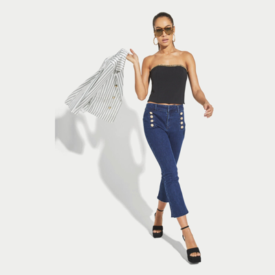 Pre-owned Love Generation  Sizes S, M, L Women's Hazel Crepe Chain Bustier Top - Black