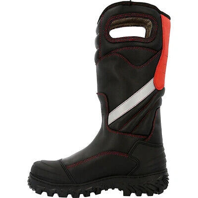 Pre-owned Rocky Boots Rocky Mens Black Leather Code Red Structure Ct Firefighter Boots
