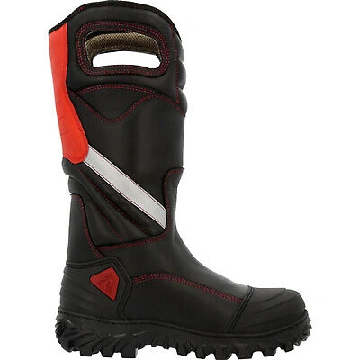 Pre-owned Rocky Boots Rocky Mens Black Leather Code Red Structure Ct Firefighter Boots