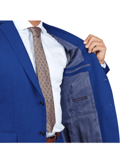 Pre-owned John Varvatos Mens Blue Textured Slim Fit 100% Wool 2 Piece Suit
