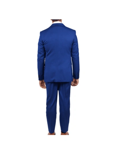 Pre-owned John Varvatos Mens Blue Textured Slim Fit 100% Wool 2 Piece Suit