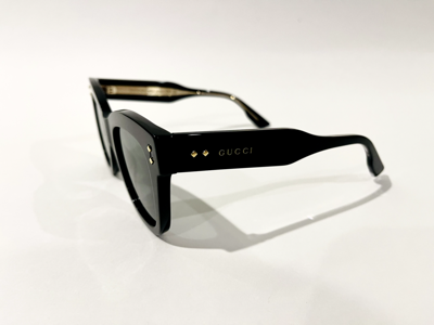 Pre-owned Gucci Black Unisex Square Diamond 1082 Unisex Chunky Bold Gg1082s Sunglasses 001 In Gray