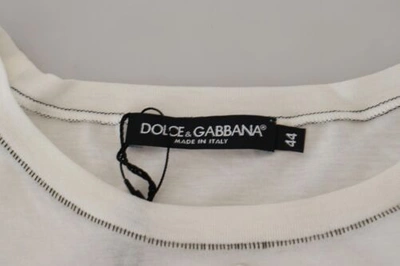 DOLCE & GABBANA Pre-owned Dolce&gabbana Men White T-shirt Cotton Blend Logo Print Crew Neck Top Size It 44