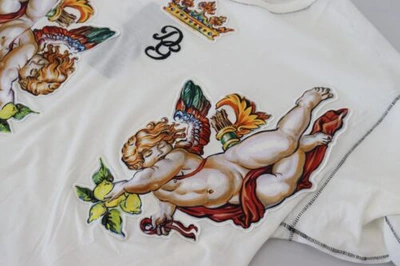 Pre-owned Dolce & Gabbana Dolce&gabbana Men White T-shirt Cotton Blend Logo Print Crew Neck Top Size It 44
