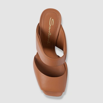 Pre-owned Santoni $790  Women's Brown Cactus Leather Slide Sandal Shoes Size Eu 38.5/us 8.5