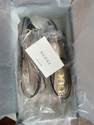 Pre-owned Gucci Shoes Zumi Logo Plaque Horsebit Black Leather Slingbacks 35.5/5.5us $980