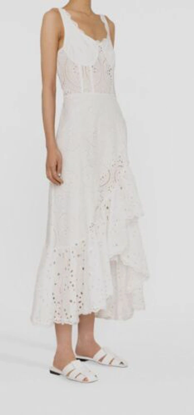 Pre-owned Ibiza $779 Charo  1989 Womens White Tatyana Broderie Anglaise Belted Dress Size L