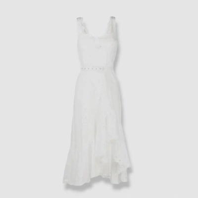 Pre-owned Ibiza $779 Charo  1989 Womens White Tatyana Broderie Anglaise Belted Dress Size L