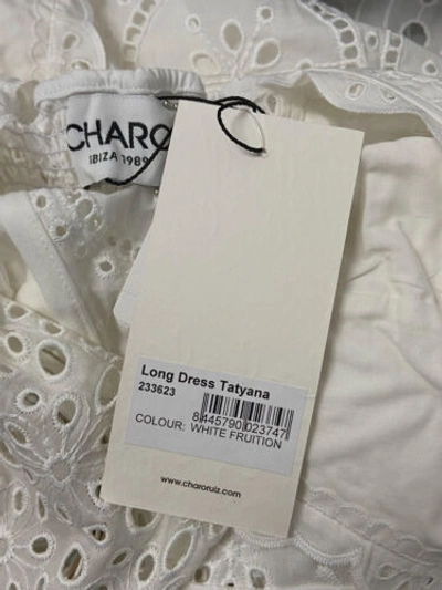 Pre-owned Ibiza $779 Charo  1989 Womens White Tatyana Broderie Anglaise Belted Dress Size L
