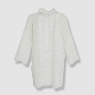MIGUELINA Pre-owned $695  Women's White Verity Scallop-hem Mini Shift Dress Size S
