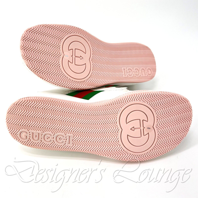 Pre-owned Gucci Men's Agrado 8 / 8.5 Us Web White Leather Sneakers Shoes $750 Authen