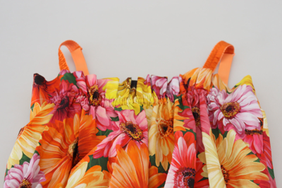 Pre-owned Dolce & Gabbana Tank Top Floral Cotton Blouse Cropped It40 / Us6 / S Rrp $700 In Multicolor