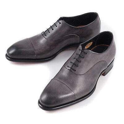 Pre-owned Santoni 'isaac' Goodyear-welt Gray Museum Calf Cap Toe Oxford Us 8 Dress Shoes
