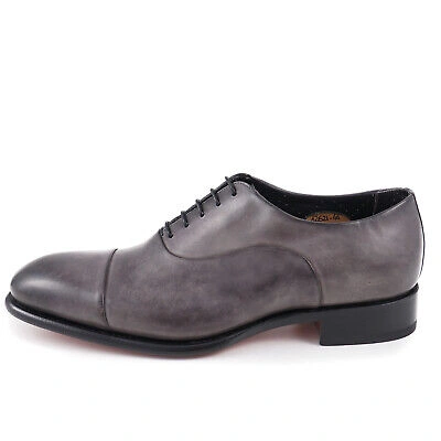 Pre-owned Santoni 'isaac' Goodyear-welt Gray Museum Calf Cap Toe Oxford Us 8 Dress Shoes