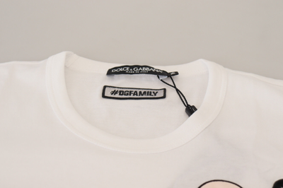 Pre-owned Dolce & Gabbana T-shirt White Dgfamily Crewneck Cotton Top It40 / Us6 / S $400