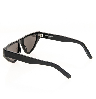 Pre-owned Saint Laurent 468 Ysl Sl468 001 Black Bold Geometric Cat Unisex Style Sunglasses In Gray