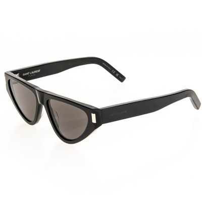 Pre-owned Saint Laurent 468 Ysl Sl468 001 Black Bold Geometric Cat Unisex Style Sunglasses In Gray