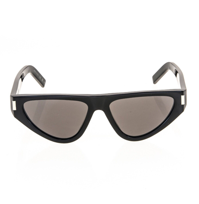 Pre-owned Saint Laurent 468 Ysl Sl468 001 Black Bold Geometric Cat Unisex Style Sunglasses In Gray