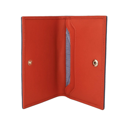 Pre-owned Dolce & Gabbana Crocodile Leather Cards Etui Wallet Dg Logo Orange Blue 12683