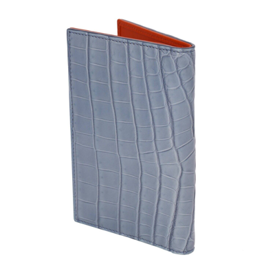 Pre-owned Dolce & Gabbana Crocodile Leather Cards Etui Wallet Dg Logo Orange Blue 12683