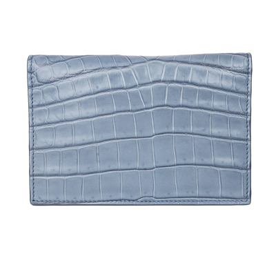 Pre-owned Dolce & Gabbana Crocodile Leather Cards Etui Wallet Dg Logo Orange Blue 12683