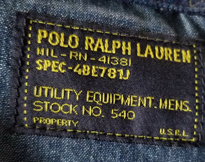 POLO RALPH LAUREN Pre-owned Mens Denim Hooded Military Field Patch Jacket Size 2xl In Blue