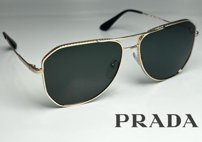 Pre-owned Prada Brand Men Sunglasses Spr63x Zvn-03r Metal Gold/ Polarized  Gray 58-145 | ModeSens