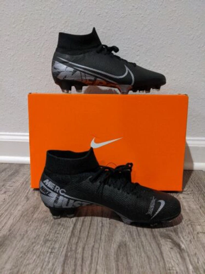 Pre-owned Nike Mercurial Superfly 7 Pro Fg Soccer Cleats At5382-001 Black Silver Mens Sz 7