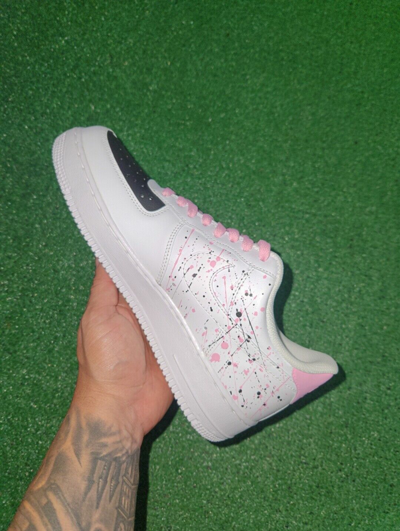 Pre-owned Nike ? ? Air Force 1 07 Womens White Pink Black Custom Girls Gs Men ? ?