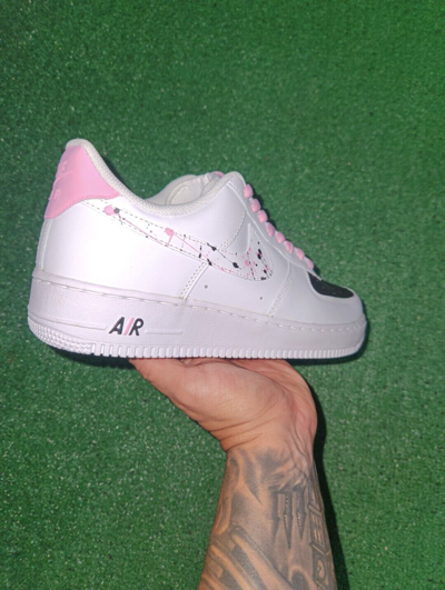 Pre-owned Nike ? ? Air Force 1 07 Womens White Pink Black Custom Girls Gs Men ? ?