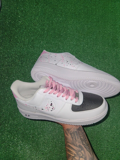 Pre-owned Nike ? ? Air Force 1 07 Womens White Pink Black Custom Girls Gs Men ? ?