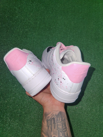 Pre-owned Nike ? ? Air Force 1 07 Womens White Pink Black Custom Girls Gs Men ? ?