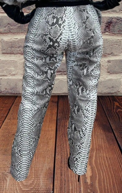 Pre-owned Handmade Man's Real Python Snake Skins Genuine Snake ? Hides Byker Pant All Sizes In Black And Natural