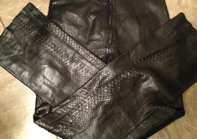 Pre-owned Handmade Man's Real Python Snake Skins Genuine Snake ? Hides Byker Pant All Sizes In Black And Natural