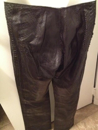 Pre-owned Handmade Man's Real Python Snake Skins Genuine Snake ? Hides Byker Pant All Sizes In Black And Natural