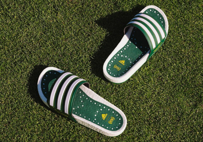 Pre-owned Adidas Originals Extra Butter X Adidas Golf X Happy Gilmore Adilette Boost Slides Gw0140 [sz: 8] In White
