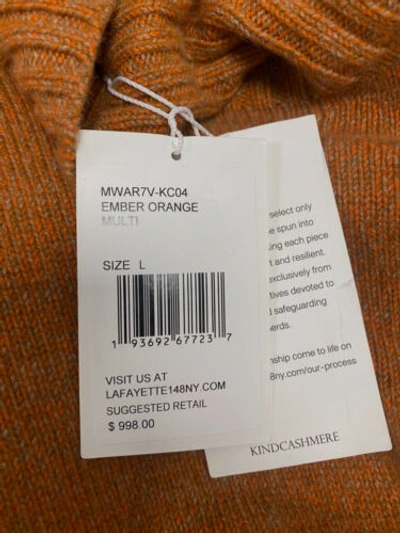 Pre-owned Lafayette 148 $998  Womens Orange Cashmere Ribbed Turtleneck Sweater Size L