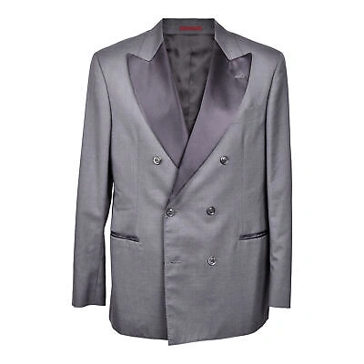 Pre-owned Brunello Cucinelli Men's Gray Virgin Wool/silk Blend Tuxedo Blazer/dinner Jacket