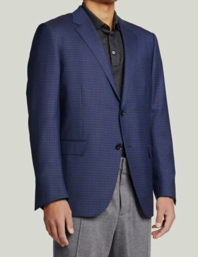 Pre-owned Ermenegildo Zegna $2995  Men's Blue Plaid Achillfarm Wool Blazer Eu60r Us50r