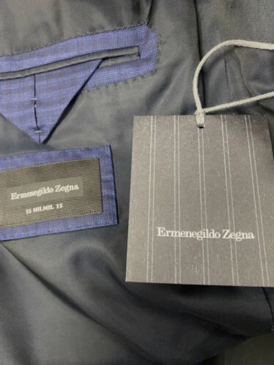 Pre-owned Ermenegildo Zegna $2995  Men's Blue Plaid Achillfarm Wool Blazer Eu60r Us50r